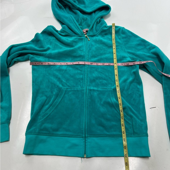 Juicy Couture women’s green velvet y2k trendy zip up hooded jacket L L109-39 - Picture 4 of 6